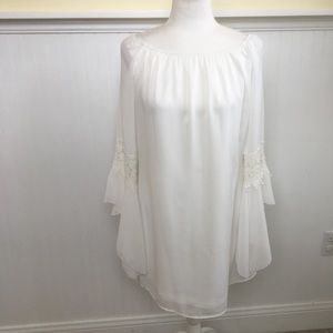 Honeyme White Boho Crochet Detail Dress - Small